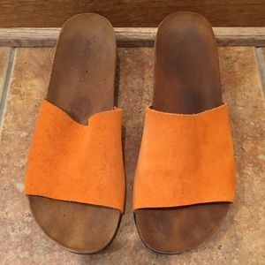 Orange suede leather slides A. Giannetti